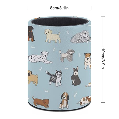 Cute Puppy Dog Pen Holder Pencil Cup for Desk Organizer | Cute Makeup Brush Holder PU Multifunctional Office Suppliesfor Decor Home Classroom School - color: Dog