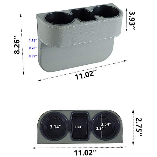 IOKONE Coin Side Pocket Console Side Pocket Leather Cover Car Cup Holder Auto Front Seat Organizer Cell Mobile Phone Holder (Gray) - color: Gray