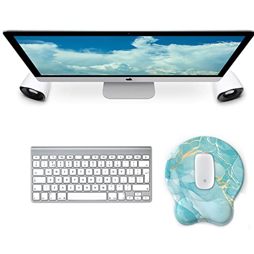 eulps Mouse Pad with Wrist Rest, Comfortable Computer Mousepad with Gel Wrist Support Smooth Surface and Non-Slip PU Base for Pain Relief, Laptop, Office & Home (Blue Marble) - color: Blue Marble