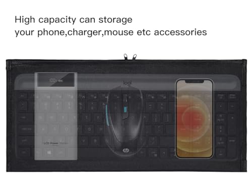Keyboard Anti Dust Bag Sleeve Pouch for 60%-80% Keys Keyboard, Logitech/Redragon/Havit/Keychron/RK ROYAL KLUDGE/MageGee/Apple Magic Universal Wireless/Wire Computer/Gaming Keyboard Case Cover-Black - color: Black - 16.53 x 7.87 Inch