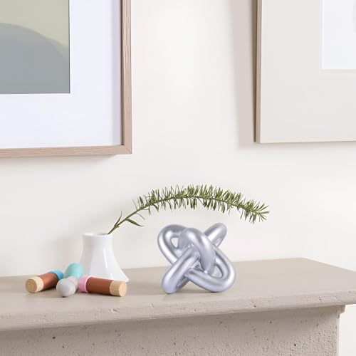 XMGZQ Silver Knot Decor for Coffee Table Book,Chain Link Decor for Bookshelf Entry Table TV Stand,Jax Knot Sculpture for Home Living Room,Object Decoracions para sala,adornos para sala Modernos - color: Silver