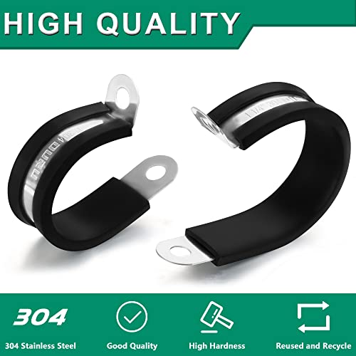 OURU 30pcs 1/8 Inch Stainless Steel Cable Clamps,Rubber Coated Cushioned Insulated Cable Clamp,Automotive Cable Wire Clamps,Pipe Clamps,Metal Clamp for Tube,Lines,Wire Cord Installation(Black,3mm) - size: 30pcs - 1/8"