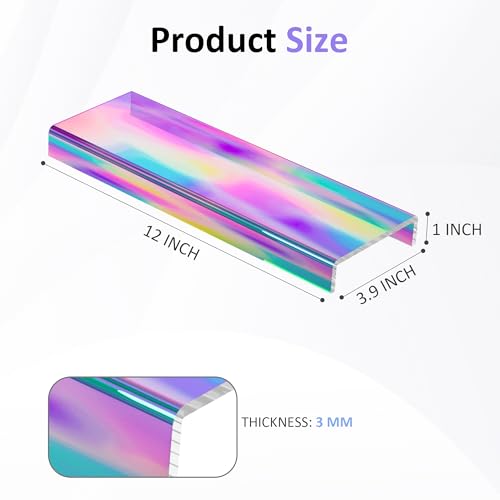 Sezanrpt Acrylic Shelf Riser 12x3.9x1 pack of 2, Iridescent Display Shelf 12” for Shoes, Glasses, Plants, Home Decors, Perfume, 12x3.9x1 Inch - color: Iridescent, size: 12x3.9x1 Inch