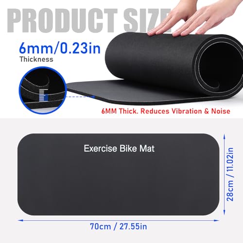 TOBWOLF 2PCS Non-Slip Mat Compatible with Peloton Bike, Concept 2 Rowing Machine, Exercise Bike Mat, Mat Protect Hardwood Floor Carpet for Home Gym, Workout Mat for Bike Trainer, Stationary Spin Bike - color: 6mm Vibration Absorbing Exercise Bike Mat