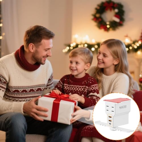 Gaming Headphone Stand with Charging Station - Aluminum Hooks Headphone Holder, Under Desk Headset Stand, 3 USB & AC Outlet, Surge Protector & Cable Organizer, Gift for Girl/Men - color: White