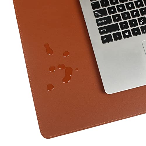 Desk Pad Blotter,Wolaile 36x17 in Large PU Leather Mouse Pad,Waterproof Non-Slip Writing Desktop Protector Mat,Office Desk Accessory,Brown - color: Brown