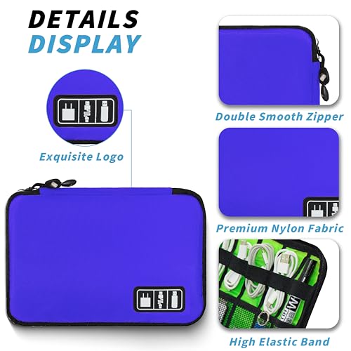 Electronics Organizer,Travel Cord Organizer Pouch, Portable Cable Organizer Bags,Travel Electronic Accessories Storage Case for Cables, Cords, Charger, Phone (Royal Blue) - color: A4-M-Royal Blue, size: Medium
