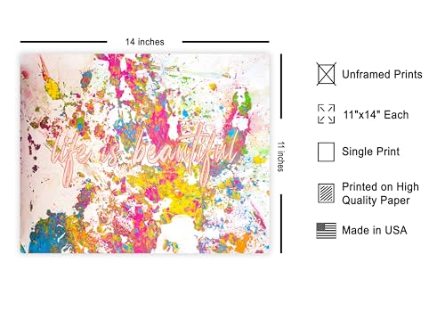 Poster Master Life Is Beautiful Poster - Positive Quote Print - Pop Masterpiece Art - Colorful Living Room or Office Decor - 11x14 UNFRAMED Wall Decor - color: Style-10, size: 11"L x 14"W