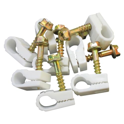 STEREN Coaxial Cable Clips - Cable Holder - Wire Clips - Siding Clips for Hanging - Cord Holder for Desk - Cable Clamps (White, 100 Count - Single Screw) - color: White, size: 100 Count - Single Cable