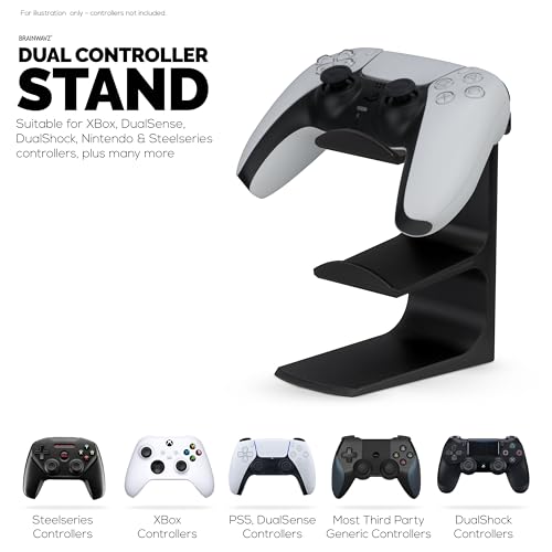 BRAINWAVZ The Sentinel - Dual Game Controller Stand for Desks, Universal Design for All Gamepads - Black