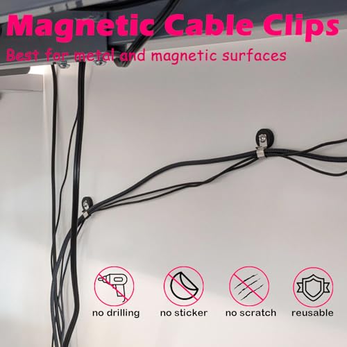Heavy Duty Magnetic Cable Clips, Anti-Scratch Magnetic Cord Organizers, Anti-Slip Cable Clips Strong Magnet Cord Holder, Wire Holders for RV, Car, Garage, Office, Patio, Shelves 8 PCS - size: 22mm-4single+4doubble