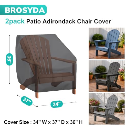 Adirondack Chair Covers for Outdoor Furniture Waterproof 2 Pack, Lawn Outdoor Chair Covers Heavy Duty Oxford Cloth, Large Covers for Lounge Lawn Deep Seat 34" W x 37" D x 36" H, Black - color: Black, size: 34" W x 37" D x 36" H
