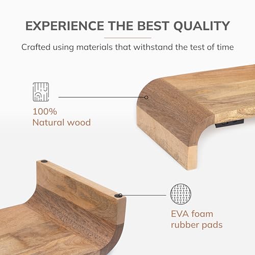 Anji Mountain Wood Monitor Stand Riser Desk Desktop Organizer Table for Home, Office Workspace, Laptop Riser, Ergonomic Design Stand for Gaming Setup, with Power Source, Mango - color: Natural, size: Basic Stand With USB Ports