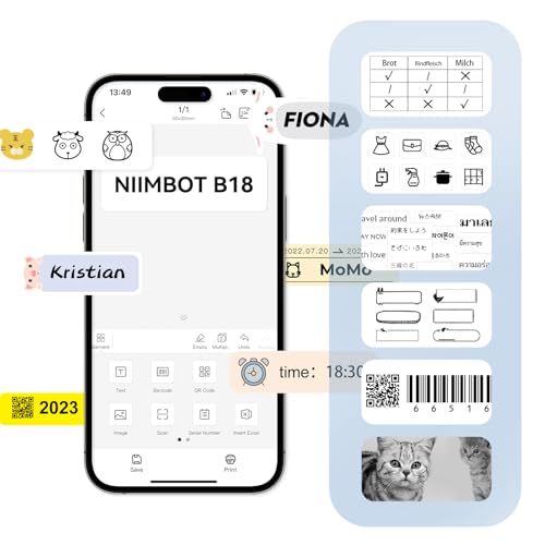 NIIMBOT Thermal Transfer Labels 0.55''x1.18'', Only for B18 Label Maker, PET Material, Waterproof and High-Temperature Resistance, Long Storage Time, Hologram Yellow(14x30mm-190) - color: 0.55''×1.18''-hologram
