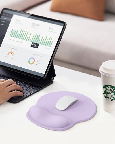 Mouse Pad with Wrist Rest, Ergonomic Mouse Pads for Desk, Office Non-Slip Mousepad with Gel Wrist Support(Lavender, 10.6''L x 9''W) - color: Lavender