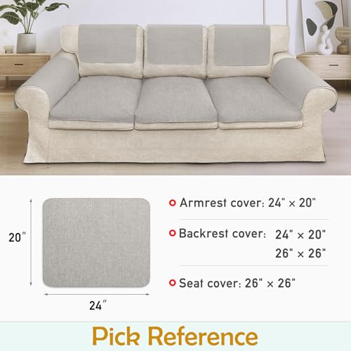 Couch Arm Covers, Waterproof Armrest Cover for Sofa, Loveseat, Armchair, Non-Slip Recliner Arm Cover, Sofa Arm Covers, Headrest Cover, Arm Chair Covers Set of 2 (Gray, 24"×20") - color: Grey, size: 24" x 20" - 2 pcs