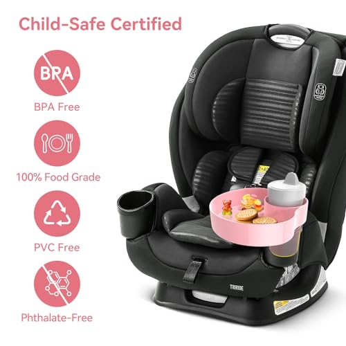 Car Seat Snack Tray: Travel Tray for Kids Carseat Cup Holder with Food Trays, Stroller Snacks Plate for Toddlers, Kid Road Trip Essentials, Pink - color: Pink