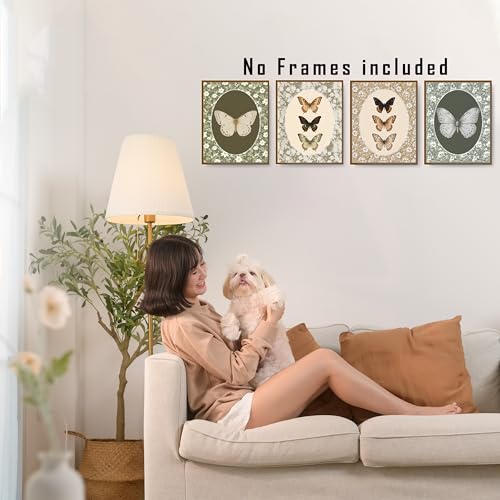 FITIE Vintage Naturalist Butterfly Floral Wall Art Posters Set of 4, Butterfly Room Home Decor, Cottagecore Antique Moth Flower Entomology Canvas Prints Artwork Wall Decor, 8x10 Unframed - color: Home Wall Art 11