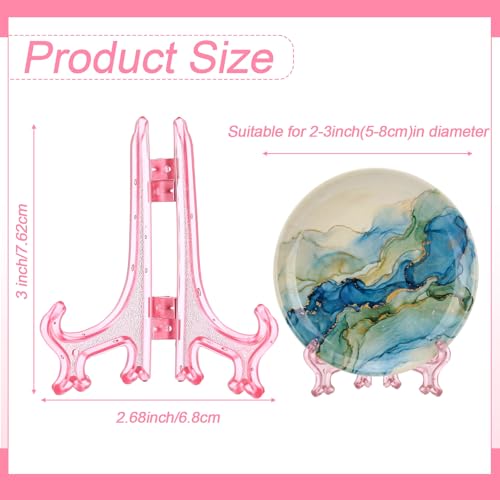 Patelai 48 Pcs Mini Easel Stands 3 Inch Plastic Plate Stand Holder Display Picture Easel for Display Picture Frame Collectibles Desktop Weddings Party Home Decoration (Pink) - color: Pink, size: 3 Inch
