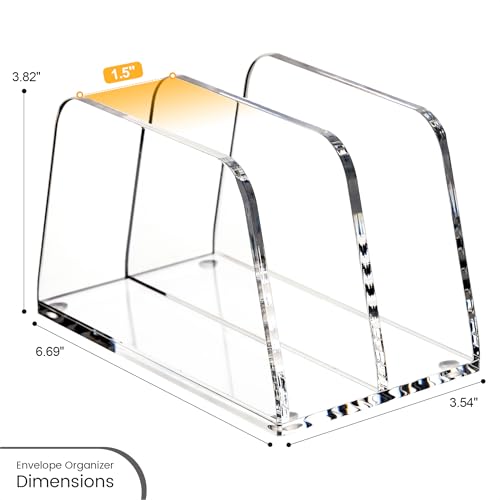 YUXUN Acrylic Mail Organizer,2 Sections Vertical Desk Organizer,Clear Envelope Holder Bill Organizer Letter Sorter for Mail,Envelope,Bill,Notebook,Post-it Note for Home,Office,Classroom - style: 2-Section,A5