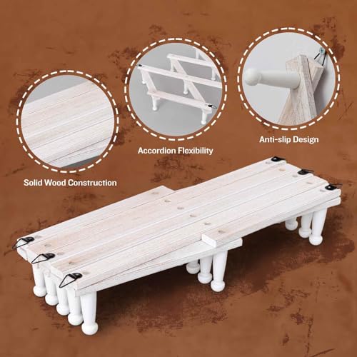 SCUNDA Rustic Wall Mounted Coat Rack with Space Saving Accordion Design, Expandable Wall Mount Coat Rack with 16 Wood Hooks, Modern Farmhouse Wall Décor for Living Room, Entryway(Shabby White) - color: Rustic White, size: 16 Hooks