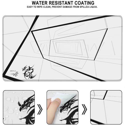 Mouse Pad Gaming, Waterproof Extra Large Mousepad with Stitched Edges, 31.5" x 15.7" Non-Slip Rubber Base Office Big Long Keyboard Pad for Office Gamer Home XXL, (White Square) - color: White Square