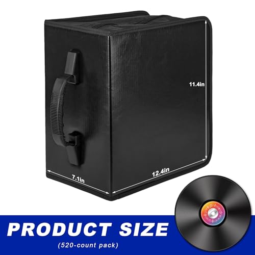 520 Capacity CD Case Holder, PU Leather CD DVD Storage Binder Media Organizer with Zipper, Portable Storage Booklet Album Box for Vehicle Home Office, Car Accessories - color: 520 Capacity