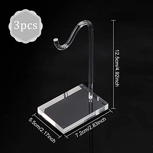 FINGERINSPIRE 3 Set Acrylic Bracelet Display Stand Clear Hook Shape Watch Display Holder 4.9 inch High Jewelry Storage Rack for Bangles Hairband Earrings Jewelry Organizer for Retail Counter Top