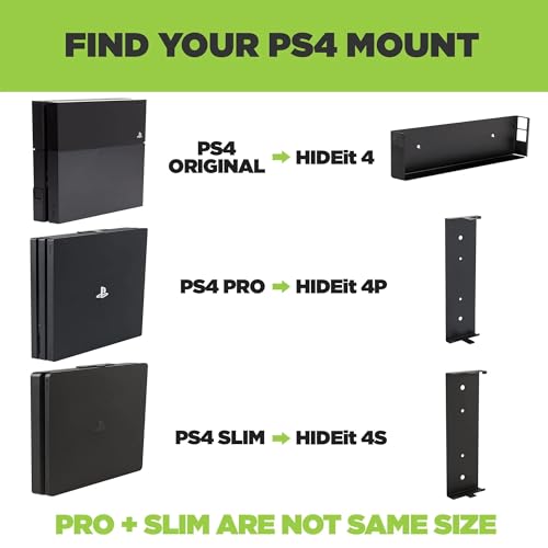 HIDEit 4 Mount (Black) - Original PS4 Wall Mount - Made in the USA - color: Original PS4