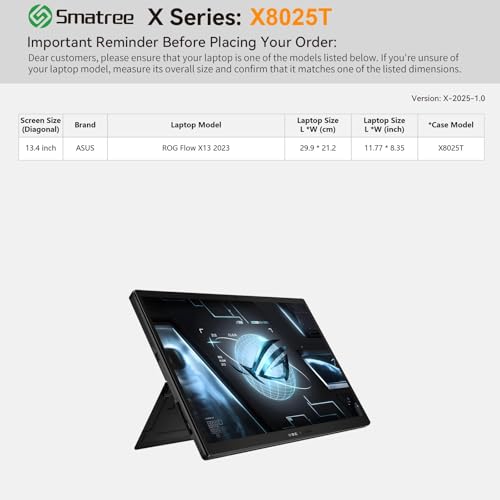 Smatree Hard EVA Protective Sleeve Case Compatible for 13.4 inch ASUS ROG Flow X13 2023, 13 inch ASUS ProArt PX13 HN7306 Copilot+PC Bag (Not Fit with Other 13.4 inch Laptop) (X8025T) - color: X Series-Black, size: For 13.4 inch ASUS ROG Flow X13/ProArt(X8