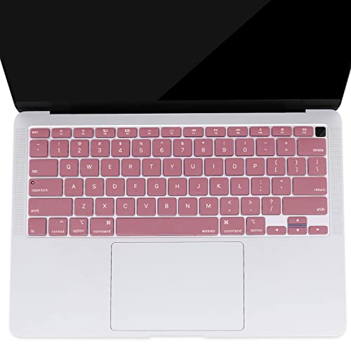 MOSISO Keyboard Cover Compatible with MacBook Air 13 inch 2022 2021 2020 Release A2337 M1 A2179 Retina Display with Touch ID Backlit Magic Keyboard, Waterproof Protective Silicone Skin, Tea Petal Pink - color: Tea Petal Pink
