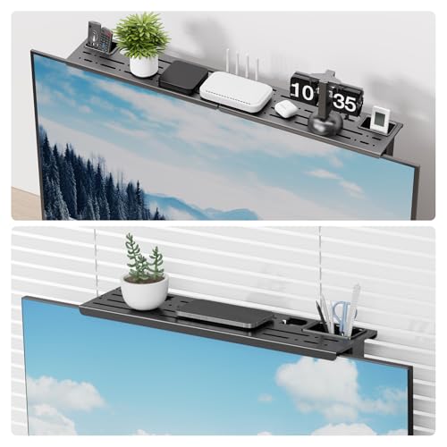 CABTE Adjustable Steel TV Top Shelf, Floating TV Stand, Universal Monitor Shelf for Soundbar, Game Console, Cable Box, Router Shelves (34.65 x 4.33 inch) | Universal Monitor Shelf for Game Console, Cable Box, Router Shelves (34.65 x 4.33 inch) - style: 34
