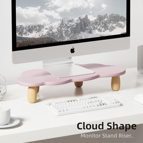 AFOOYO Monitor Stand Riser,Cloud Shape Wood Computer Monitor Stand, 16.5IN Monitor Stand Riser, Multi-Purpose Desktop Organizer Riser for Computer,Laptop,Printer,TV,Purple - color: Purple, size: Cloud Shape