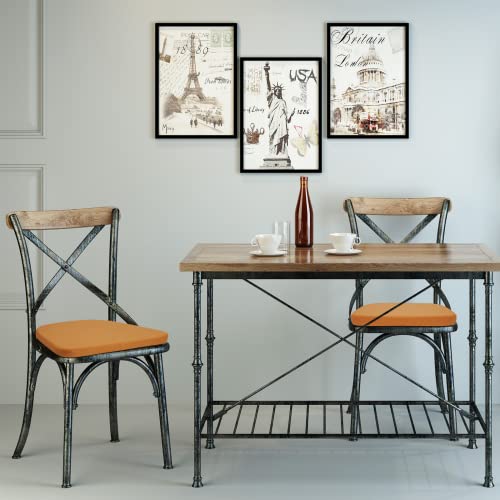 BUYUE 14" Metal Chair Cushion with Magnetic 1 Piece, Luxury PU Leather Waterproof Anti-Slip Seat Pad for Kitchen Cafe Dining Bistro Stackable Chairs (U-Shape, Orange, 1) - color: Orange, style: U-shape-1 Pcs