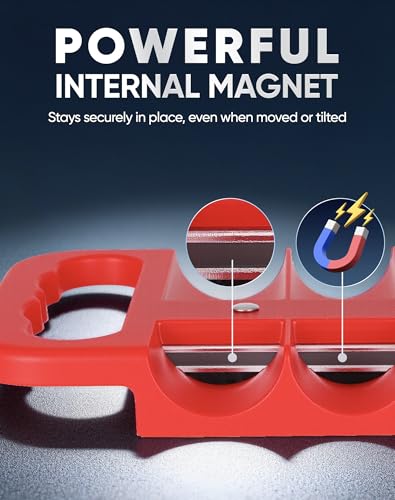 Reniteco Magnetic Socket Holder Set, Red Portable Heavy Duty Socket Rail For 3/8-inch Drive, Hold 28 Sockets - Fit Shallow & Deep Sockets, Sockets Not Included - color: 3/8"-red