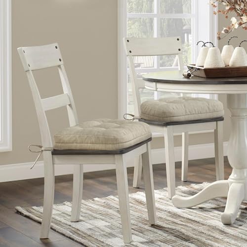 Shinnwa Dining Chair Cushions Set of 2, Dual-Layer Memory Foam Kitchen Chair Cushions, Patented Design Seat Pads with Ties, 16.5 x 16.5 x 3.5in, 2 Pack, Beige - color: Beige, size: 2 Count (Pack of 1)