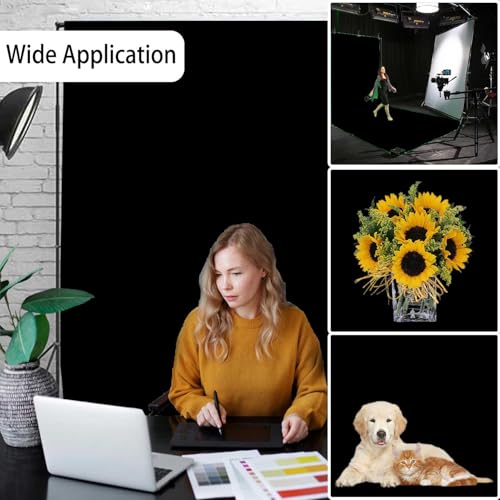 Black Photo Backdrop for Photoshoot, Black Photography Backdrop for Portraits, Fabric Background for Product Photography and Video Creation 5FTx7FT - color: Black, size: 5x7 FT