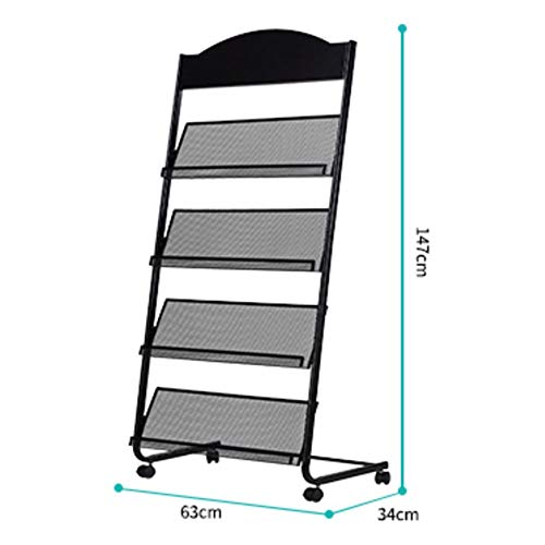 Iron Simple Floor-Standing Magazine Display Rack - Black