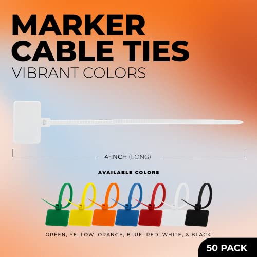 Wire Label Ties Tag for Packing & Cable Labels – 50 Pack Heavy Duty Zip Ties for Cord Management, Packages, Gardening, Home & Office Organization & DIY Projects (White) - color: White