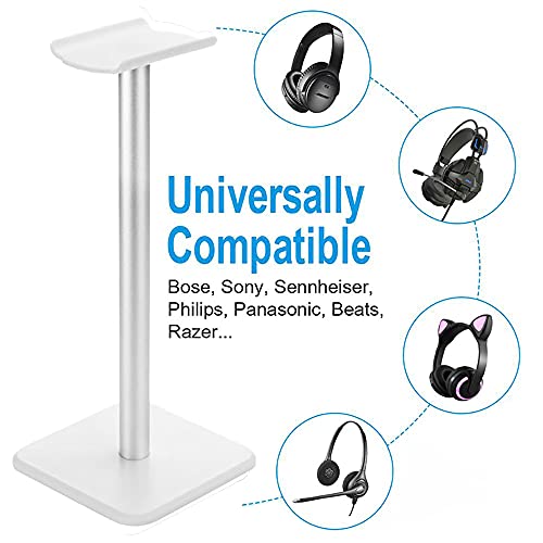 Headphone Stand Hanger, Universal Aluminum Metal Holder for AirPods Max,HyperX Cloud II,Xbox One,Turtle Beach,Sennheiser,Sony,Bose,Beats PC Gaming Headset Display&Wireless Headphones - color: white