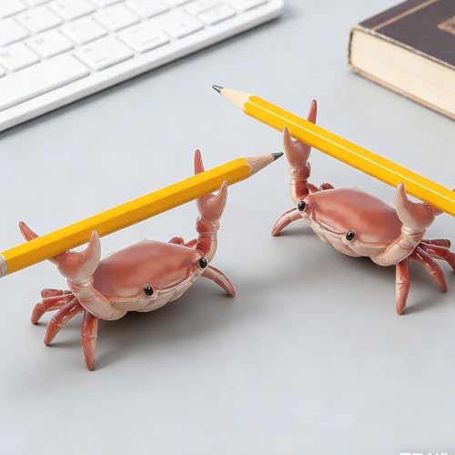 Shudyear Crab Pen Holder 2 Pack, Cute Desk Organizer Crab Pencil Holder, Creative Desktop Storage for Pens, Makeup Brushes, Office Desk Decor(red) - color: red
