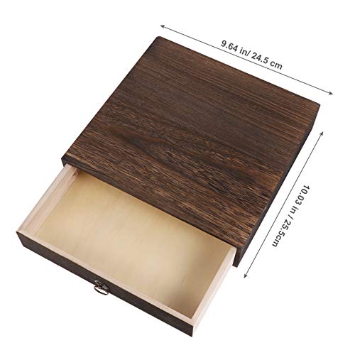 Cabilock Rustic Solid Wood Single Desktop Drawer – Vintage Apothecary Style Monitor Stand & Desk Organizer, Distressed Wood Storage Box for Office Supplies, Jewelry & Crafts (Coffee) - color: 1Tier, size: 25.5X24.5X6CM