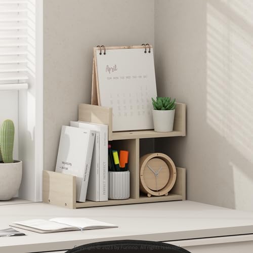 Furinno HERMITE Desk File Folder Organizers, 3-Shelf Desktop Office Organization Racks, Desk Top Display Book Shelf, for Paper, Office Supplies, Magazine, Bauhaus Oak - color: Bauhaus Oak, size: 12.4-Inch