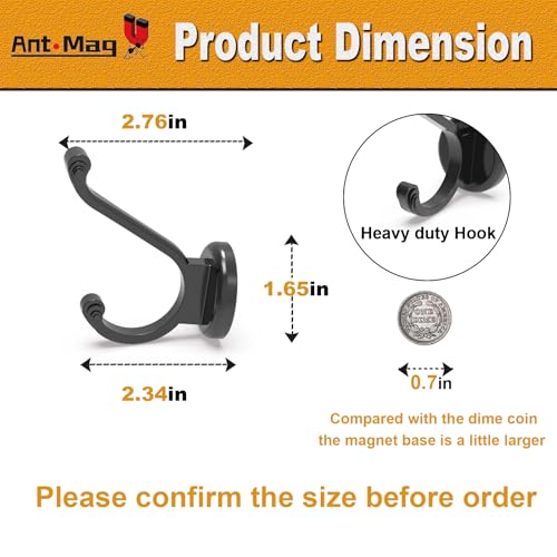 Ant Mag Magnetic Hooks Heavy Duty 140lbs Neodymium Magnet Metal Wall Hooks for Hanging Coats Robes Backpacks Bags Hats Keys Mugs Cups Towels 8 Pack - size: D1.65in Style1 8 Pack