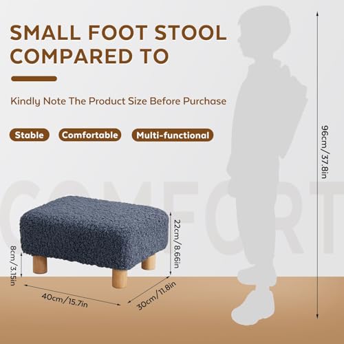 Small Foot Stool Ottoman, Sherpa Footstool Ottoman Foot Rest for Couch, Rectangle Footstools and Ottomans Small for Living Room, Entryway and Bedroom (Navy Blue) - color: Navy Blue (Sherpa)