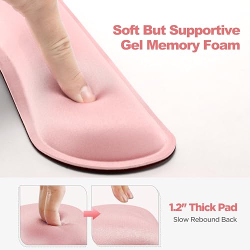 Gimars Upgrade Cleanable PU Leather Keyboard Wrist Pillow Rest Pad, Enlarge Mouse Wrist Cushion Support for Office, Computer, Laptop, Mac, Durable, Comfortable, Pain Relief, Pink - color: Pink, size: 3-piece set (keyboard rest+mouse rest+coaster)