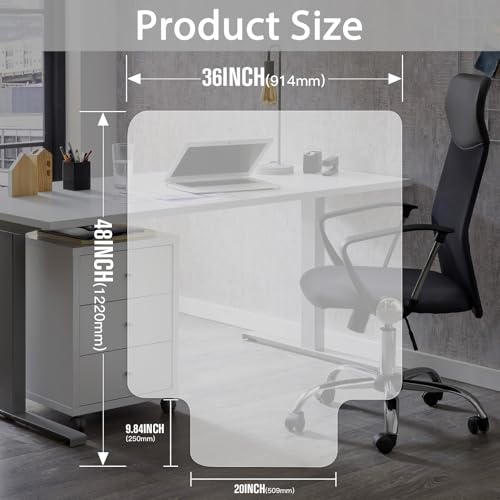 Office Chair Mats, Clear Chair mat for Hard Floors 36 x 48 Inches Transparent Floor Mats for Hardwood Floors for Office & Home