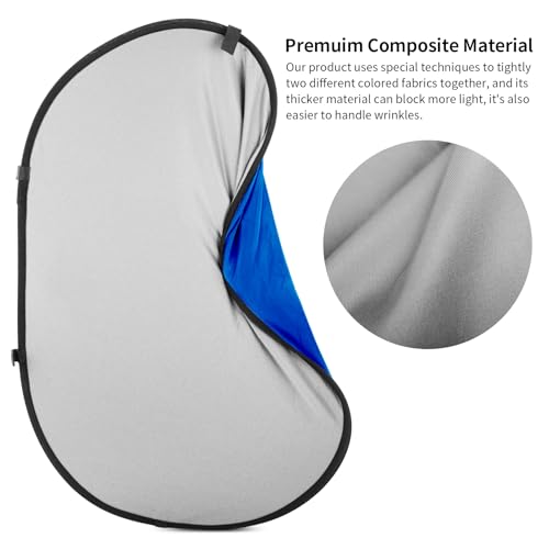 5x6.6ft Blue Grey Backdrop for Photography, 2-in-1 Pop Up Collapsible Photo Background with Clip and Carry Case for YouTube Videos Studio Props - color: Blue&Grey, size: 5x6.6ft