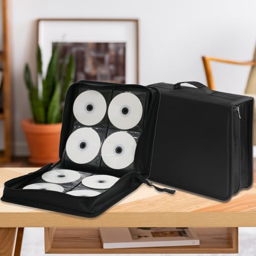DVD/CD Case Holder - 256 Capacity Disc Storage Wallet Binder for Car, Home, Office, Travel (Black) - color: 256 Black