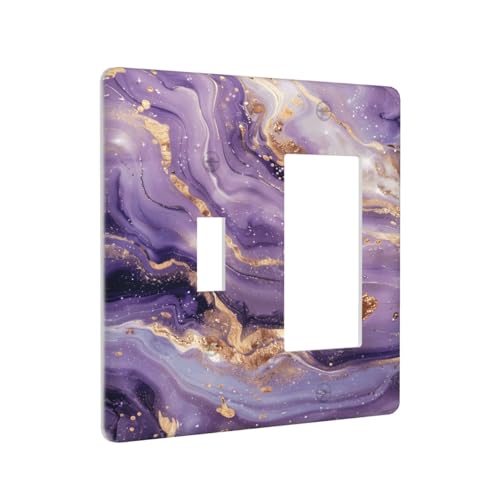 Abstract Purple Gold Marble Texure Luxurious Outlet Covers 1 Toggle 1 Rocker Combination Decorative Wall Plate Electrical Switch Plates Light Switch Cover Plate for Bathroom Living Room Decor - color: Abstract Purple Gold Marble Texure Luxurious, size: 1